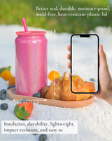UIRZOTN Glass Cups with Lids and Straws, 16oz Stainless Steels Cups, Beer Cups, Iced Coffee Cup, Smoothie Cup, Sublimation Tumbler, Fuchsia (Shiny Polished Finish, Sublimatable) UIRZOTN