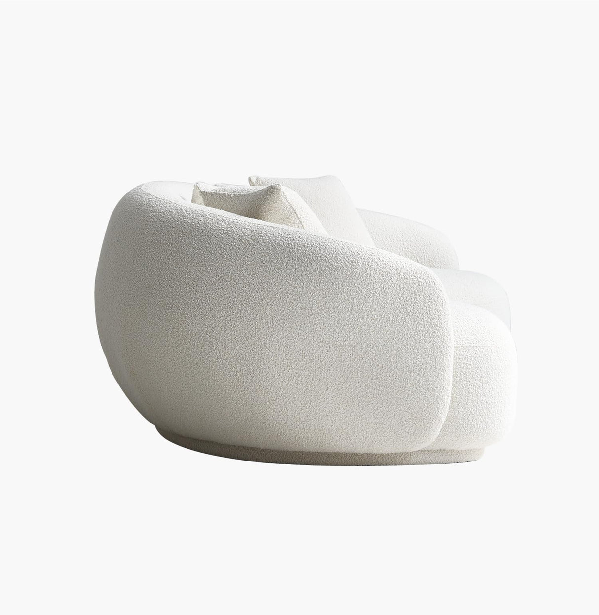 Acanva Mid Century Modern Curved Living Room Sofa, 4-Seat Boucle Fabric Couch for Bedroom, Office, Apartment, White Acanva