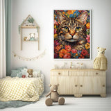 KICHANG Flower Cat Diamond Painting Kits,5D Diamond Painting Diamond Art,Round Full Drill Diamond Art Kits Diamond Dots Crafts for Home Decor Gift-12x16in KICHANG