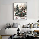 GEMFAMILY Christmas Green Truck Diamond Art Kits for Adults,5D Diamond Painting Kits for Beginner,DIY Full Round Drill Winter Diamond Dot Painting for Home Wall Decor 12x16 Inch GEMFAMILY