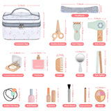 Ehome Wooden Makeup Toy Set, Wooden Salon Toys Toddler Pretend Makeup Kit for Little Girls Princess Gift Wood Play Make Up Beauty Set Toys for Girls Age 3 - 9 Birthday Christmas Ehome