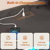 Alohappy Black Dressers for Bedroom, 6 Drawer Dressers with Lights, Wooden Dresser with Power Strip for Adults/Kids, Bedroom, Living Room, Entryway, Hallway Alohappy