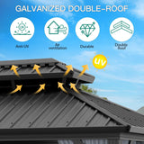 GAOMON 10x12ft Gazebo, Hardtop Double Roof Canopy with Netting and Curtains, Outdoor Gazebo Galvanized Iron Aluminum Frame Garden Tent for Patio, Backyard, Deck, Lawns (Gray) GAOMON