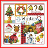 Awesocrafts 4 Pack Cross Stitch Kits, Four Seasons Easy Patterns Cross Stitching Embroidery Kit Supplies, Stamped or Counted (Four Seasons, Counted) Awesocrafts