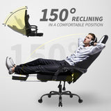 Gaming Chair, Ergonomic Computer Chair with Footrest, Big Tall PC Gamer Chair with Headrest and Massage Lumbar Support, 360° Swivel Height Adjustable Fabric Video Office Chairs for Adults (White) SITMOD