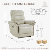 KISLOT Power Recliner Chair with Adjustable Headrest and Footrest, Leather Reclining Chair with USB/Type-C Charging, Modern Electric Recliner for Adults Living Room Bedroom KISLOT