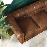 WILLIAMSPACE 88.2" Chesterfield Sofa Couch for Living Room, 3 Seater Couches Upholstered Tufted PU Sectional Sofa for Office Apartment - Brown WILLIAMSPACE