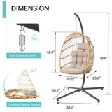 SWITTE Egg Chair Outdoor Indoor with Stand, Hanging Egg Swing Chair with Stand, Wicker Egg Chair with Cushion 350lbs Capacity for Patio(Cream) SWITTE