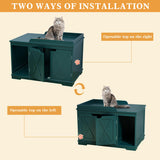 PUPETPO Flip Top Cat Litter Boxes Enclosure Covered Litter Box Hidden Furniture Wooden Cat Washroom Cabinet for Kitty, Medium and Large Cat Green PUPETPO