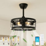 VOLISUN Caged Fandelier with Light and Remote, 16.5in Black Bladeless Ceiling Fan Lights Fixtures for Kitchen, Bedroom (4 * 2700K Bulbs Included) VOLISUN