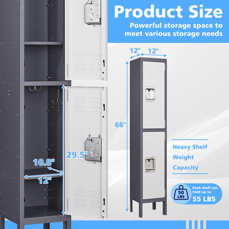 Letaya Metal Lockers for Employees,2 Door Storage Locker Lockable Steel Cabinet for School Gym Home Office staff (2 Door) Letaya