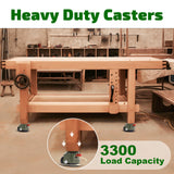EMBOWLIFE Leveling Casters Set of 4, Workbench Casters with Ratchet Arm, 3300 LBS, Green Heavy Duty Retractable Leveling Machine Casters, Nylon Wheels & Leveling Feet for Shelves and Workbenches EMBOWLIFE