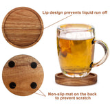 4 Pcs Farmhouse Wooden Coasters with Holder Cute Wood Drink Coaster Set Outdoor Beer Coaster Home Decoration Coffee Table Decor Gift Beverage Cup Coasters Bar Dining Table Accessories Modern Coasters Renawe