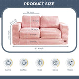 MAXYOYO Bean Bag Chair, Two-Seat Bean Bag Sofa with Pillows and Armrests for Adults, Upholstered Loveseat Floor Sofa Couch Fluffy Chair Bean Bag Couch for Bedroom Living Room, Pink MAXYOYO