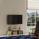 CRTERICX 3-Tier Acrylic Horizontal Bookshelf, Clear Long Bookcase, Modern Low Book Shelf with 5 Cube Storage for Living Room, Office, Bedroom, 11.8''D x 47.2''W x 24.6''H CRTERICX