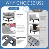 NICESOUL 8 Piece Extra Large Modern Aluminum Outdoor Sofa, 29" Deep Wide Seating, 500 lbs Durable Sectional Set for Heavy People, Rust Resistant Patio Furniture Set for Backyard Poolside, Light Gray NICESOUL