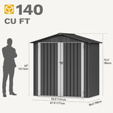 DWVO 6' x 4' Outdoor Storage Shed, Large Metal Tool Sheds, Heavy Duty Storage House with Lockable Doors & Air Vent for Backyard Patio Lawn to Store Bikes, Tools, Lawnmowers,Dark Gray DWVO