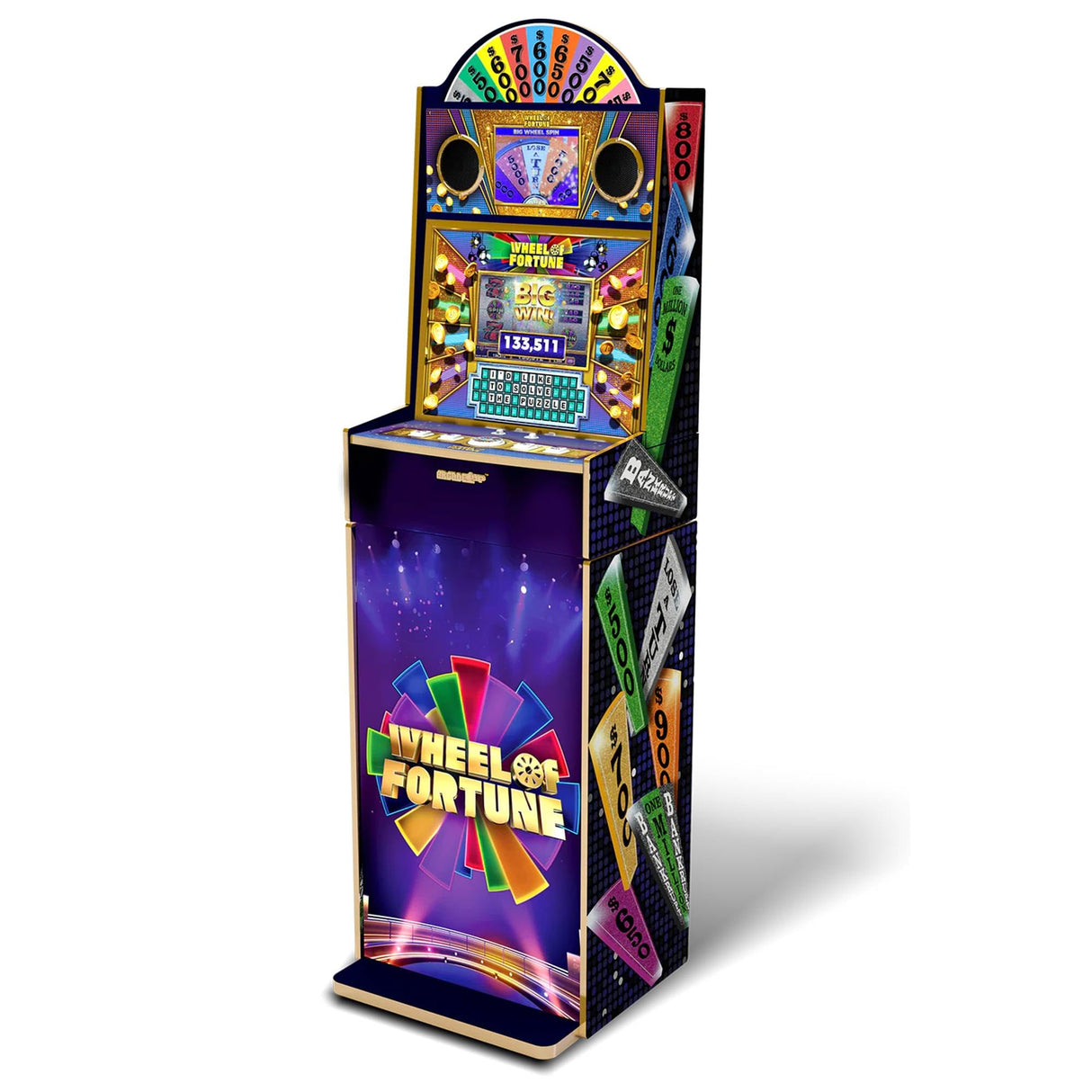Arcade1Up Wheel of Fortune Casinocade Deluxe Arcade Game 5 Foot Tall Stand Up Cabinet with 8 Inch Dual LCD Screens, Electronic Games for Adults ARCADE1UP