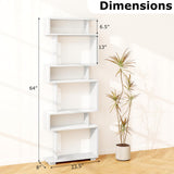 Tangkula 6-Tier S Shaped Bookcase, 64" Tall Modern Geometric Bookshelf with Anti-Tipping Kit, Home Office Freestanding Decorative Storage Display Shelf Room Divider for Living Room Study (2, White) Tangkula
