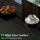 LUXOAK Coffee Table with LED Light, Modern High Gloss Finish Center Table with 2-Tier Storage Space, Minimalist Coffee Table for Living Room, Office, Black LUXOAK