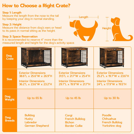 HOOBRO Dog Crate Furniture, Large Dog Kennel Indoor, 38.6" Wooden Pet Furniture with Pull-Out Tray, Double Door Modern Side End Table for HOOBRO