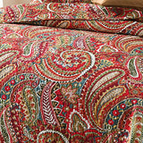 ENASAL Cotton Bedspread Quilt Sets, Reversible Bedding Coverlet Sets Comforter, Floral Paisley Bedspread (Red, King Size) ENASAL