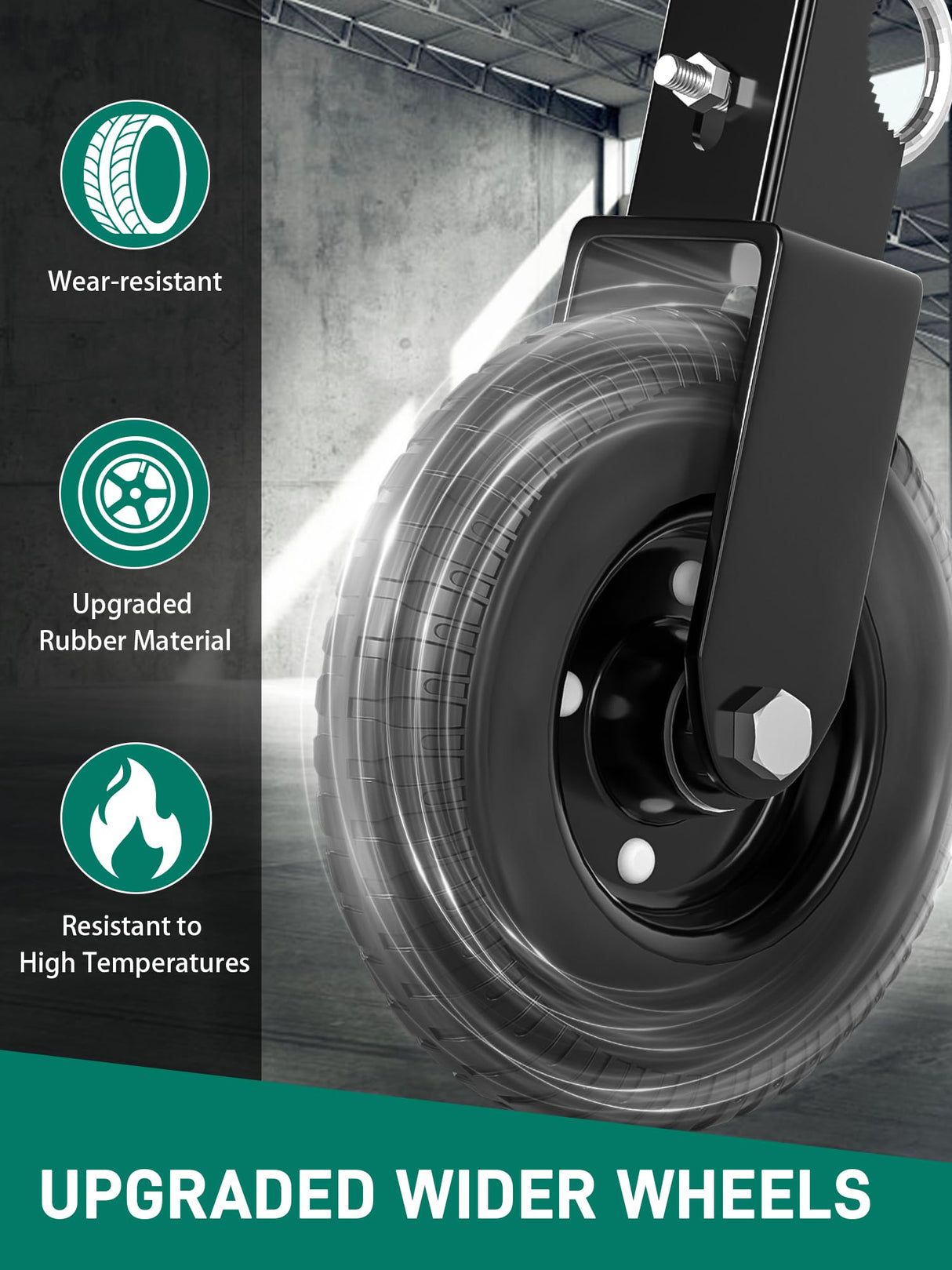 DOZAWA Gate Wheel for Metal Tube Gate, 8" Heavy Duty Casters for Metal Swing Gates 400lbs Capacity, Under Mount Sliding Gate Rollers for Farm Fence - 1 Pack DOZAWA