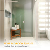 Acacia Wood Corner Shower Stool - Multi-Functional Foot Rest for Shaving and Grooming HOLANA