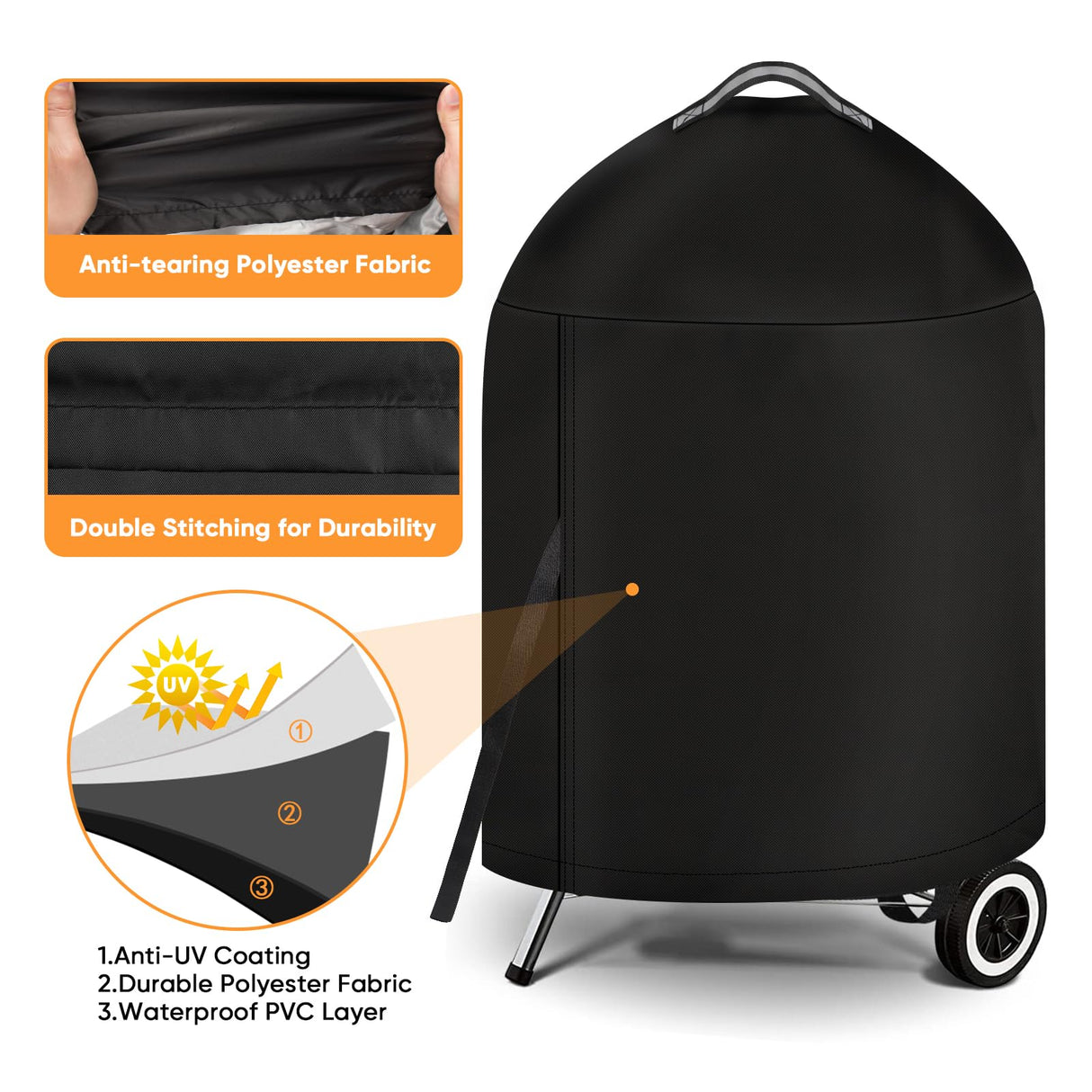 iCOVER Grill Cover for Weber 22 Inch Charcoal Kettle- Heavy Duty Waterproof BBQ Covers for Griddle Char-Broil 22 Inch Grills i COVER