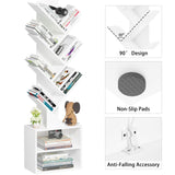 SHEEPAM 10 Tier Tree Bookshelf,Floor Standing Wood Tall Bookcase for Narrow Space, Storage Organizer Bookshelves for Books, Book Case for CDs/Movies/Books,Home Office,Living Room, Bedroom SHEEPAM