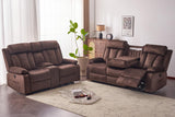 RIHEREFY Velvet Reclining Couch Set, Loveseat Recliner Sofa with Console, Cup Holder, USB & Type C, Massage & Heat, Modern Living Room Furniture, Brown, 82" W x 35.9" D x 42.5" H RIHEREFY