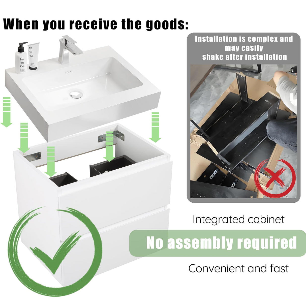 BLUHOUZZ Alice 30 Inch Bathroom Vanity with Sink, Large Storage Wall Mounted Floating Bathroom Vanity for Modern Bathroom, One-Piece Sink Basin Minimalist Bathroom Sink Cabinet BLUHOUZZ