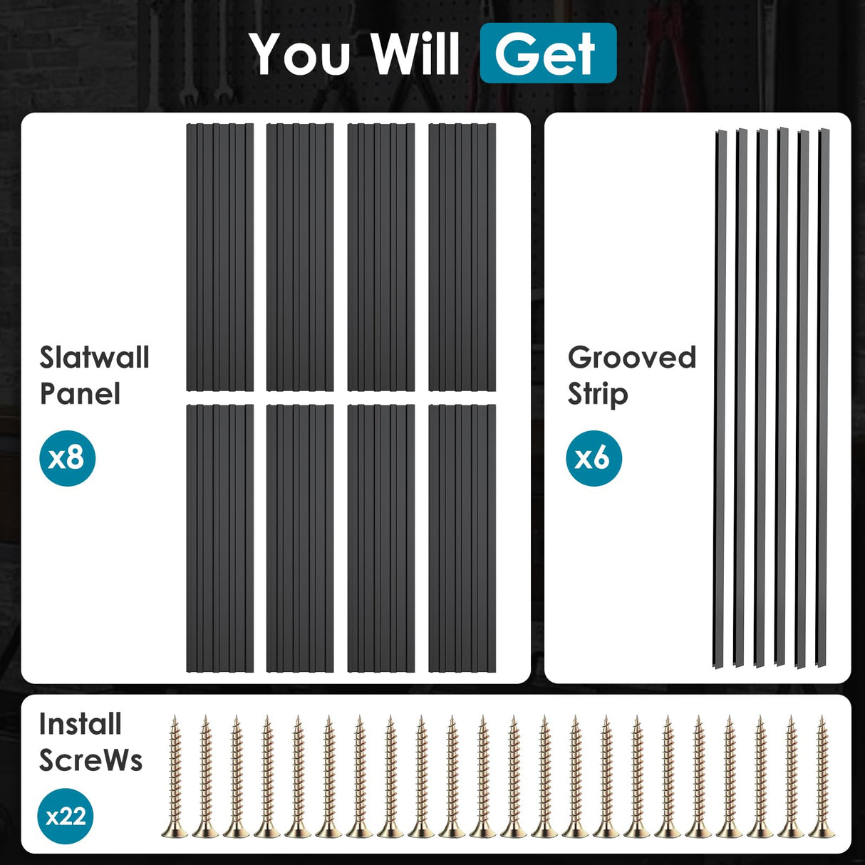 Brakki PVC Slat Wall Paneling 4x8 ft, Garage Organizer Storage System, Black Slatwall Panels for Garage Organization Product, Heavy Duty Wall Mounted Tool Storage for Home Brakki