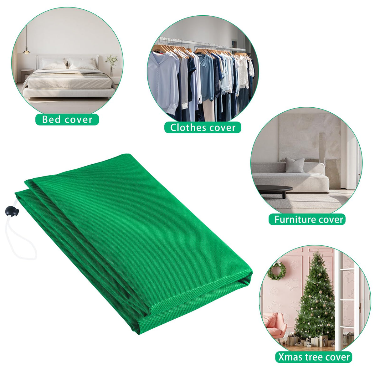 Upright Christmas Tree Storage Bag, Christmas Tree Cover for Up to 9 Foot Standing Artificial Tree with Ornaments, Large Holiday Assembled Xmas Tree Dustproof Bag with Zipper & Drawstring(Green) UYEDUJZ