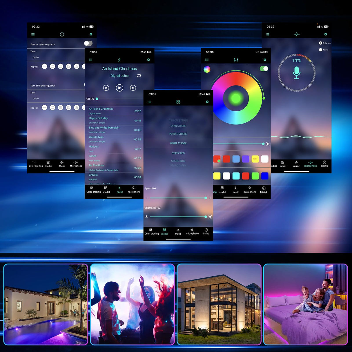 Hlivelood LED TV Stand for 85/75/65 Inch TV, High Glossy Modern TV Console Entertainment Center with Storage and LED Lights for Living Room, Bedroom, White Hlivelood