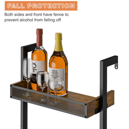 5-Tier Freestanding Wine Racks: 50 Bottles Wine Rack Shelf Wall Mounted with Fences, Wines Bottle Holder Display Shelf, Liquor Storage for Kitchen, Dining Room, Bar, Wood, 17.28''L x 7.95''W x 68.5''H