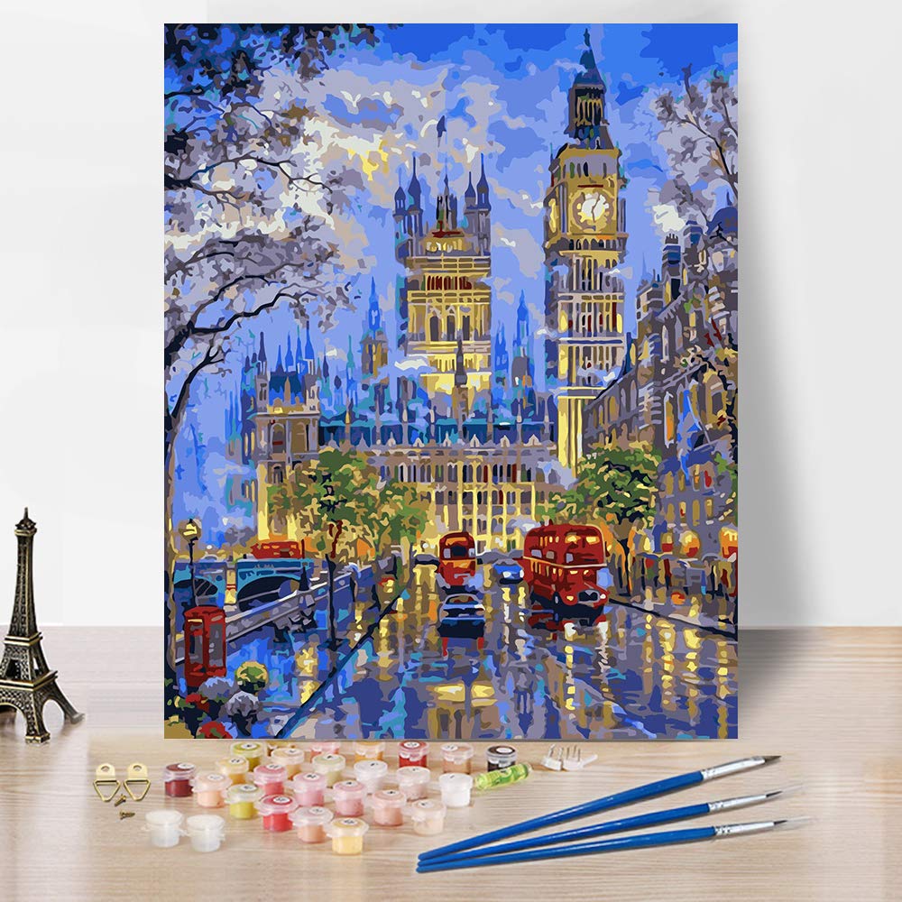Adults Paint by Numbers Kit - TUMOVO Big Ben DIY Painting by Numbers by Number Kits, London Street Paint by Numbers for Adults Beginner Kids, 16” x 20” Arts Craft for Home Wall Decor(Frameless) TUMOVO