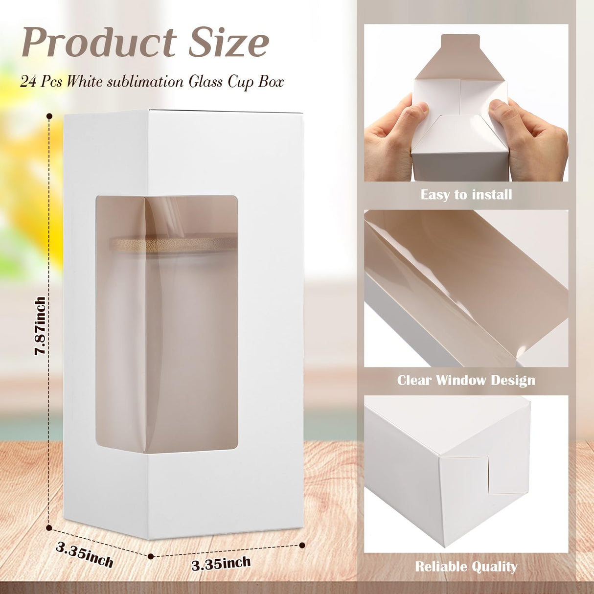 Honoson 24 Pcs Gift Boxes for Sublimation Glass Cup Shipping Gift Boxes for Packaging Exhibition Clear Gift Box for 12 16 20oz Drinking Jars Sublimation Glass Can Blank Tumbler Gift Box (White, White) Honoson
