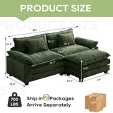 Oprisen 86" Modular Sectional Sofa, Comfy Cloud Couch Sectional Sofa with Ottoman, Chenille Sofa Sleeper Deep Seat Sofa with Throw Pillows for Living Room (Green, 86"- L Shape) Oprisen