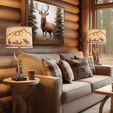 BOWOBO Antler Table Lamps Set of 2 for Bedroom, Farmhouse Rustic Antler Deer Bedside Lamps with USB A+C Ports for Living Room End Table Hunting Themed Cabin Lamp Pull Chain Linen BOWOBO