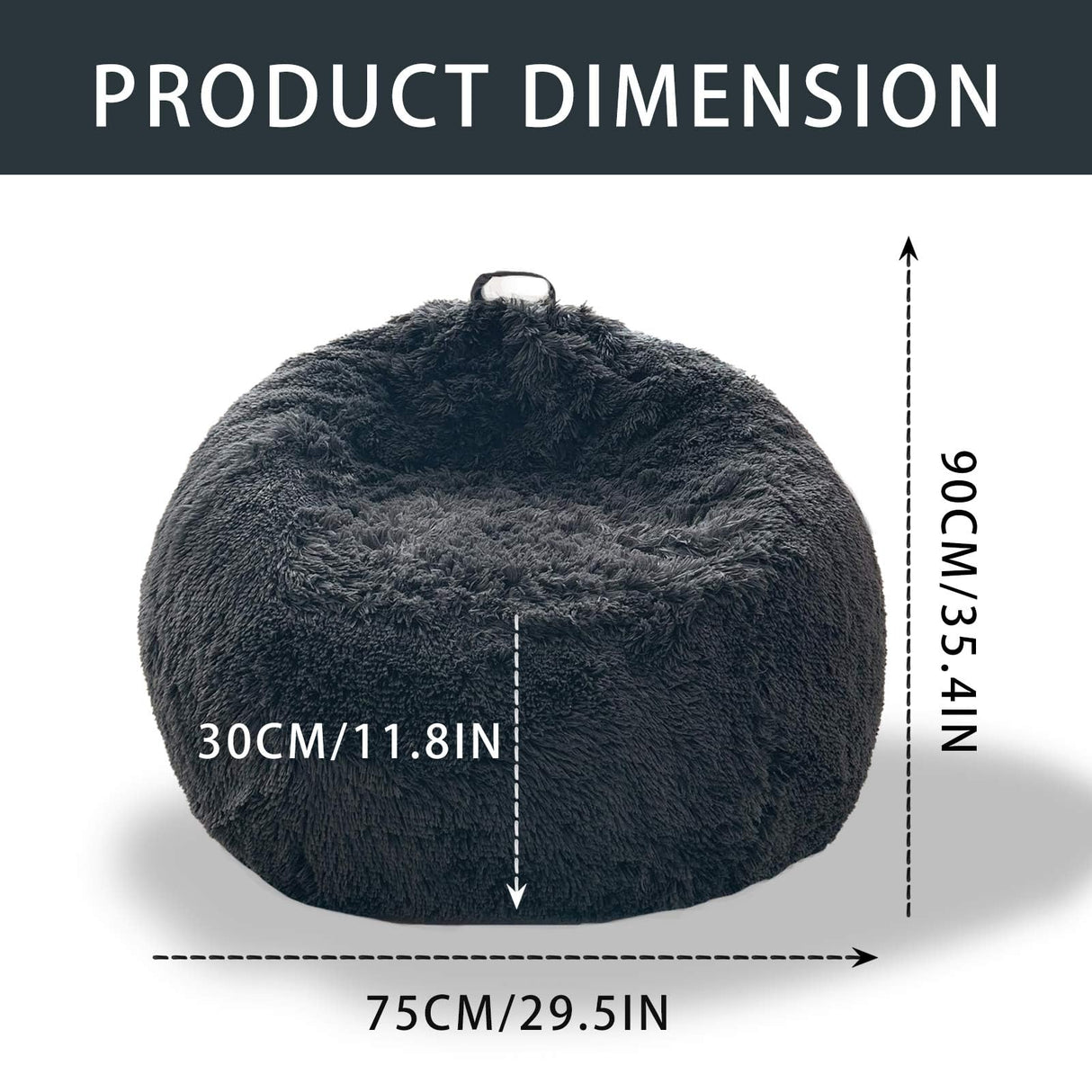 BCU Bean Bag Chair Cover Ultra Soft Fluffy Faux Fur Beanbag Cover Plush Living Room Chairs Cover for Adults and Kids, Grey BCU