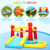 Inflatable Bounce House, Bouncy House with Blower, Bouncy Castle with Slide, Ball Pit, Jump House for Indoor Outdoor Backyard Party for Kids Aged 3-8 (10FT X 10FT X 7FT) with Repair Kit & Storage Bag Toiyjofe