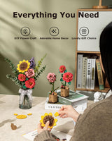 ROBOTIME 3D Puzzles Wooden Flower Bouquet DIY Model Building Kit to Build for Adults Artifical Bouquet Botanical Collection Craft Brain Teaser Puzzle Creative Gift Home Decor ROBOTIME