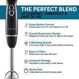 Elite Gourmet EHB1015 Immersion Hand Blender 500 Watts 2 Speed Mixing with Stainless Steel Blades, Detachable Wand Stick Mixer, Smoothies, Baby Food, Soup, Black Elite Gourmet