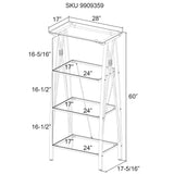 Realspace® Vista 60"H 4-Shelf Glass/Metal Bookcase, Clear/Silver Realspace