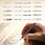 hhhouu Calligraphy Set for Beginners Quill Pen and Ink Set Fancy Pens with Black Ink and 11 Nibs for Lettering,Drawing, Journaling, Signing, Invitation HO-Q-301 hhhouu