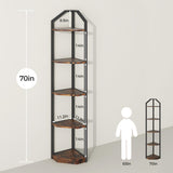 Rustic Brown 5-Tier Corner Bookshelf & Plant Stand by Fun Memories Fun Memories