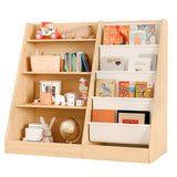 4 Tier Wooden Bookshelf, 4 Layer Sling Bookcase, Book Storage for Rooms, Magazine Rack, Bookshelf Nursery Wall, Book Organizer, Wood Generic