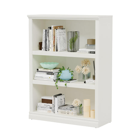Bevfint Bookcase, Open Storage Book Cases/Shelves, Floor Standing Indoor Furniture 3 Shelf Book case for Farmhouse Library Office Bedroom Kids, White - 3 Tier Bevfint