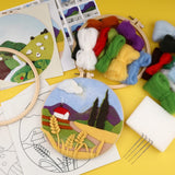 Needle Felting Kits Beginners, DIY Wool Needle Felting Starter Kit, Needle Felt Set with Picture Frame, Foam Pad, Felt Cloth and Instructions, Used for Home Decoration, Beginner, Art Craft(2 Sets) QMNNMA